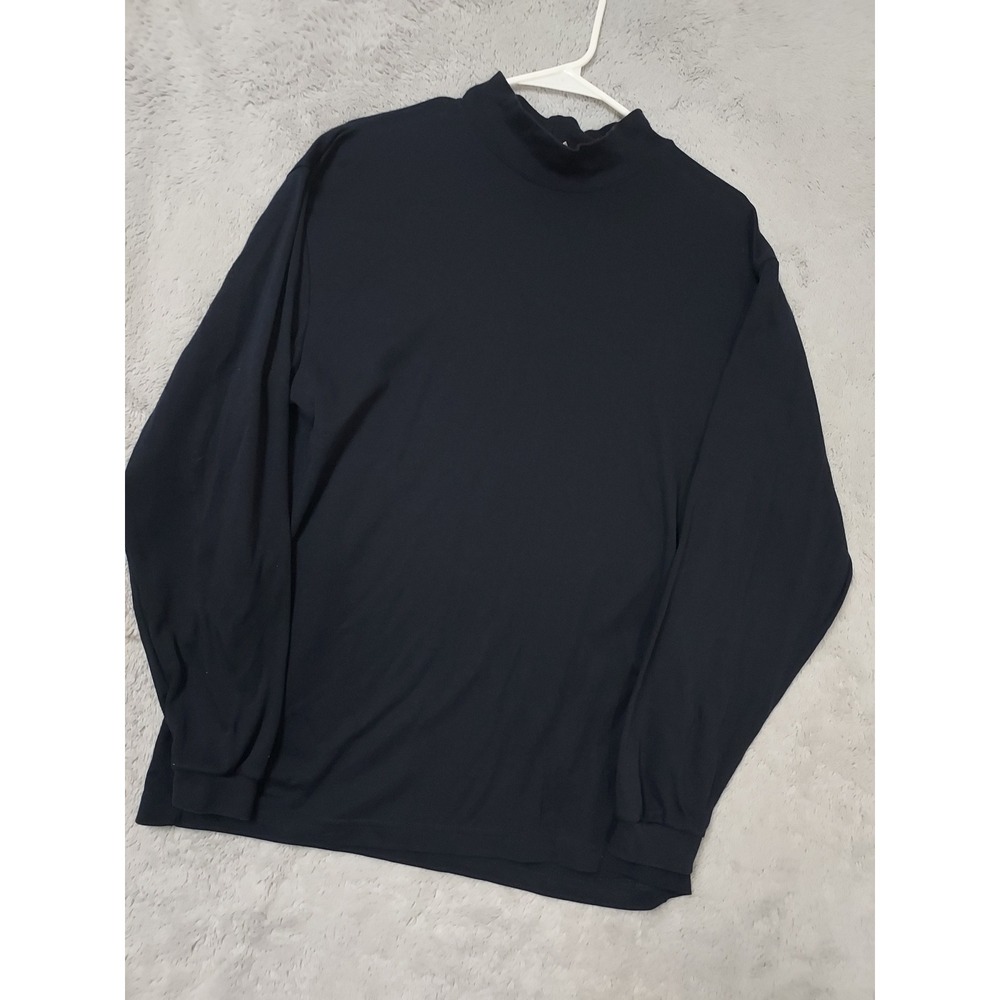 Vintage LL Bean Shirt Mens Large Mock Turtleneck Long Sleeve Blue Base Layer L